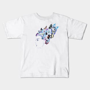 Girl with butterflies in hair Kids T-Shirt